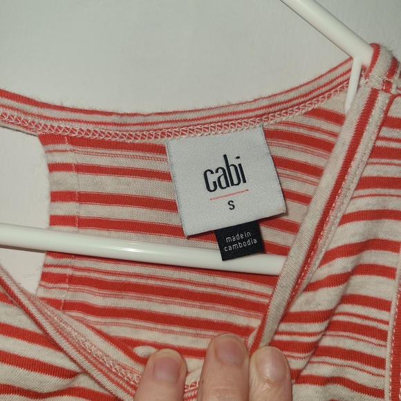 CAbi Pink and White Fitted Tank Top - Picture 2 of 3